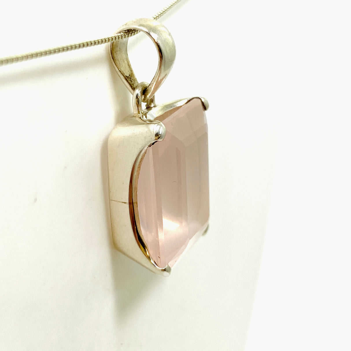 Rose Quartz Rectangular Faceted Pendant PPGJ1024