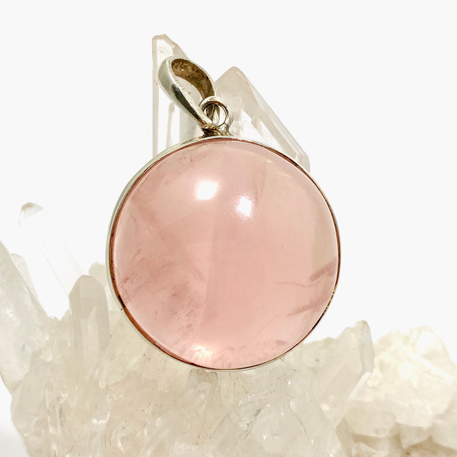 Rose Quartz Round Cabochon Pendant THP-15