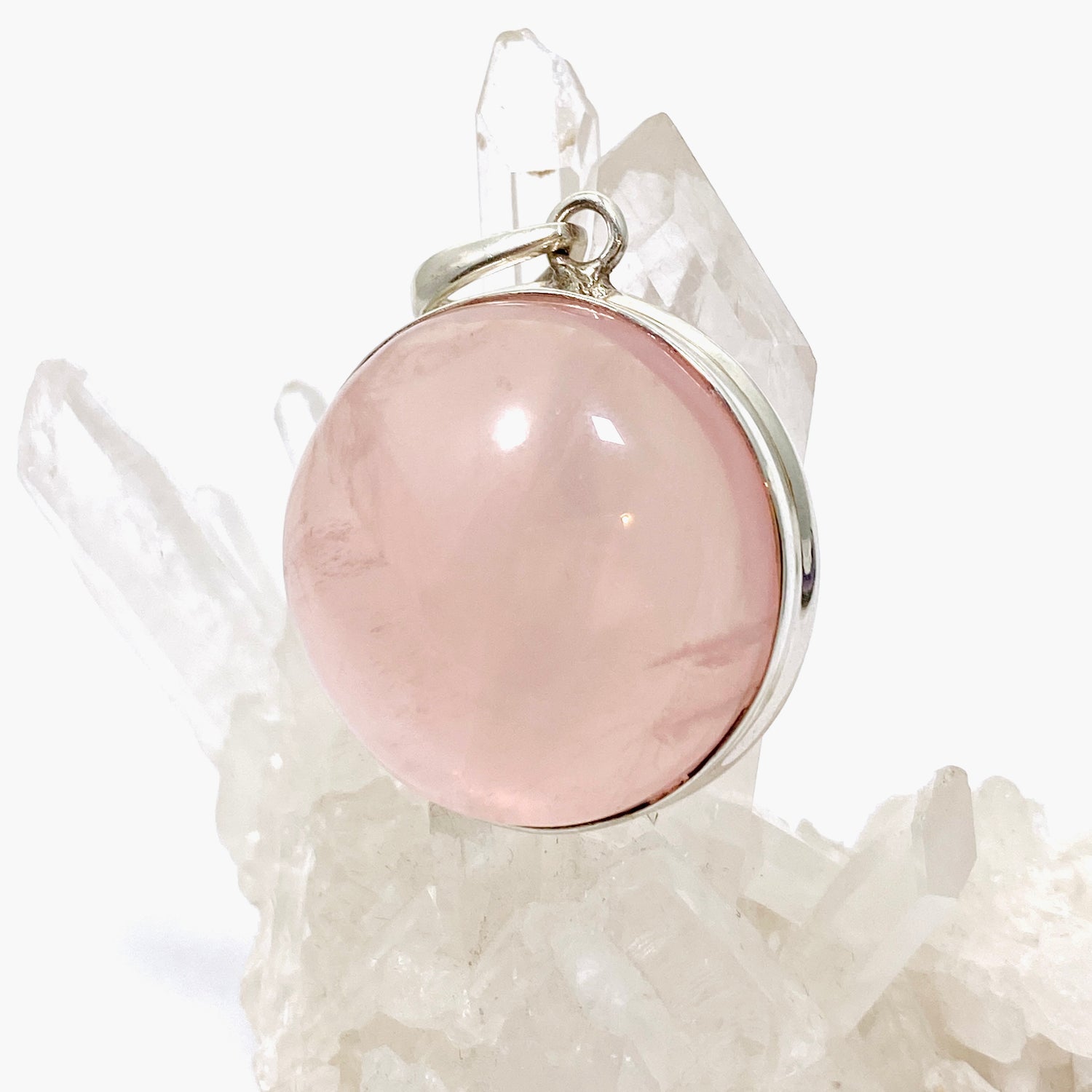 Rose Quartz Round Cabochon Pendant THP-15