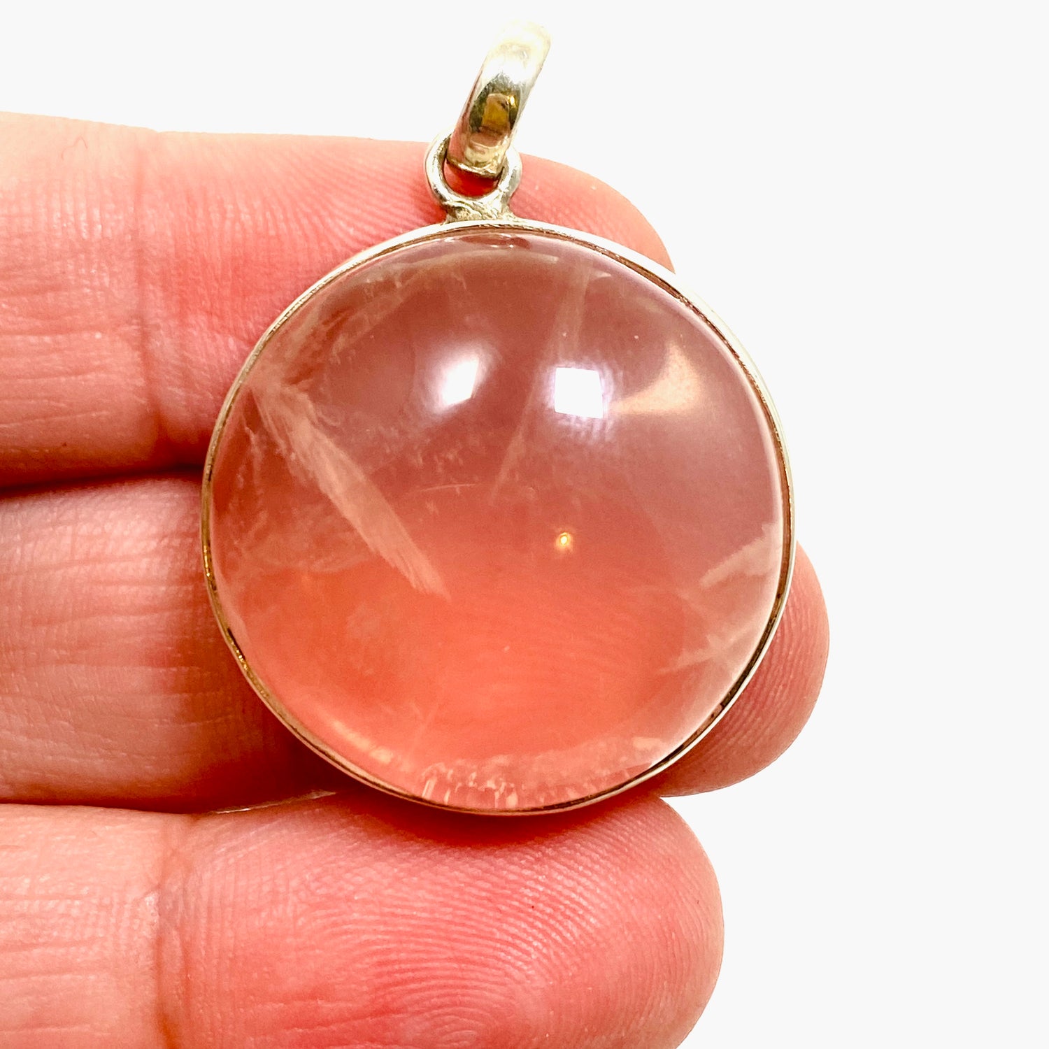 Rose Quartz Round Cabochon Pendant THP-15