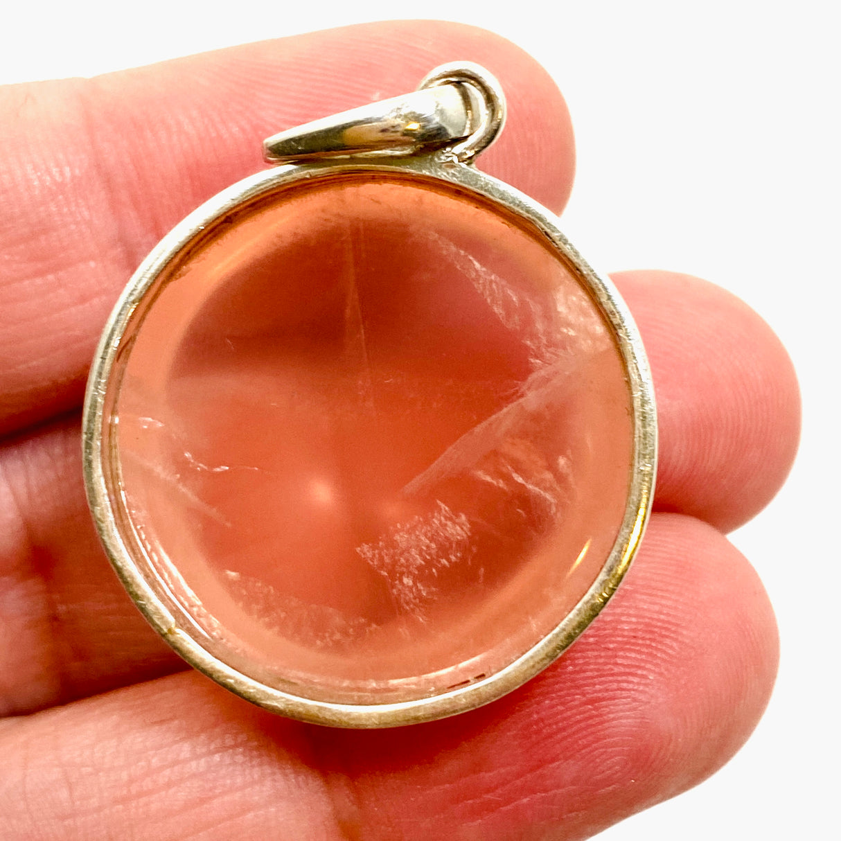 Rose Quartz Round Cabochon Pendant THP-15