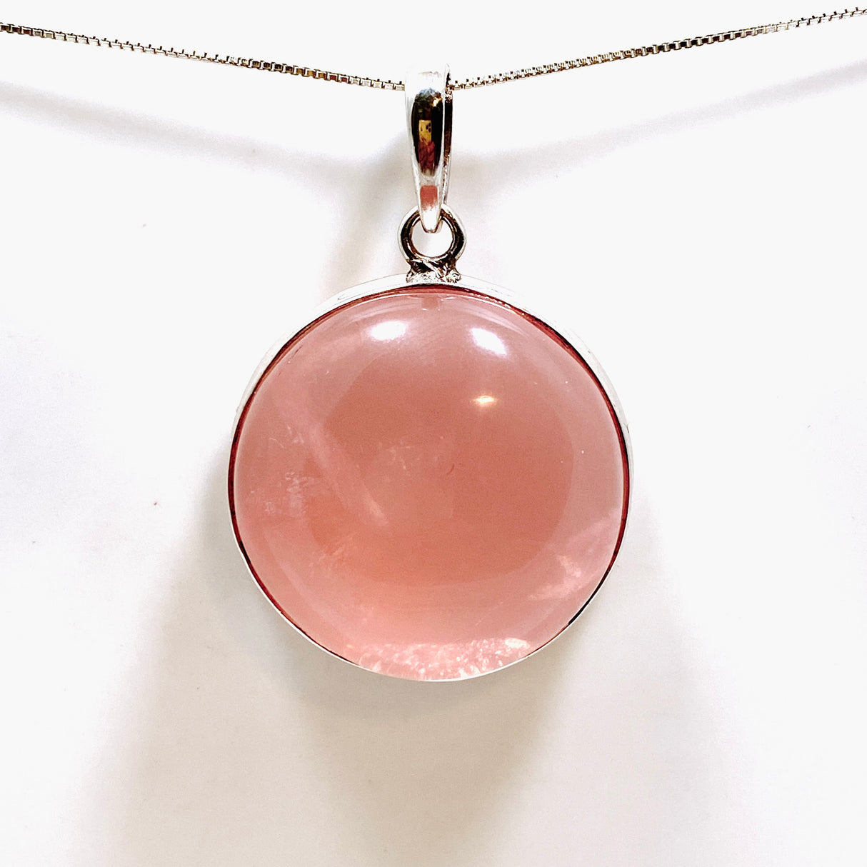 Rose Quartz Round Cabochon Pendant THP-15