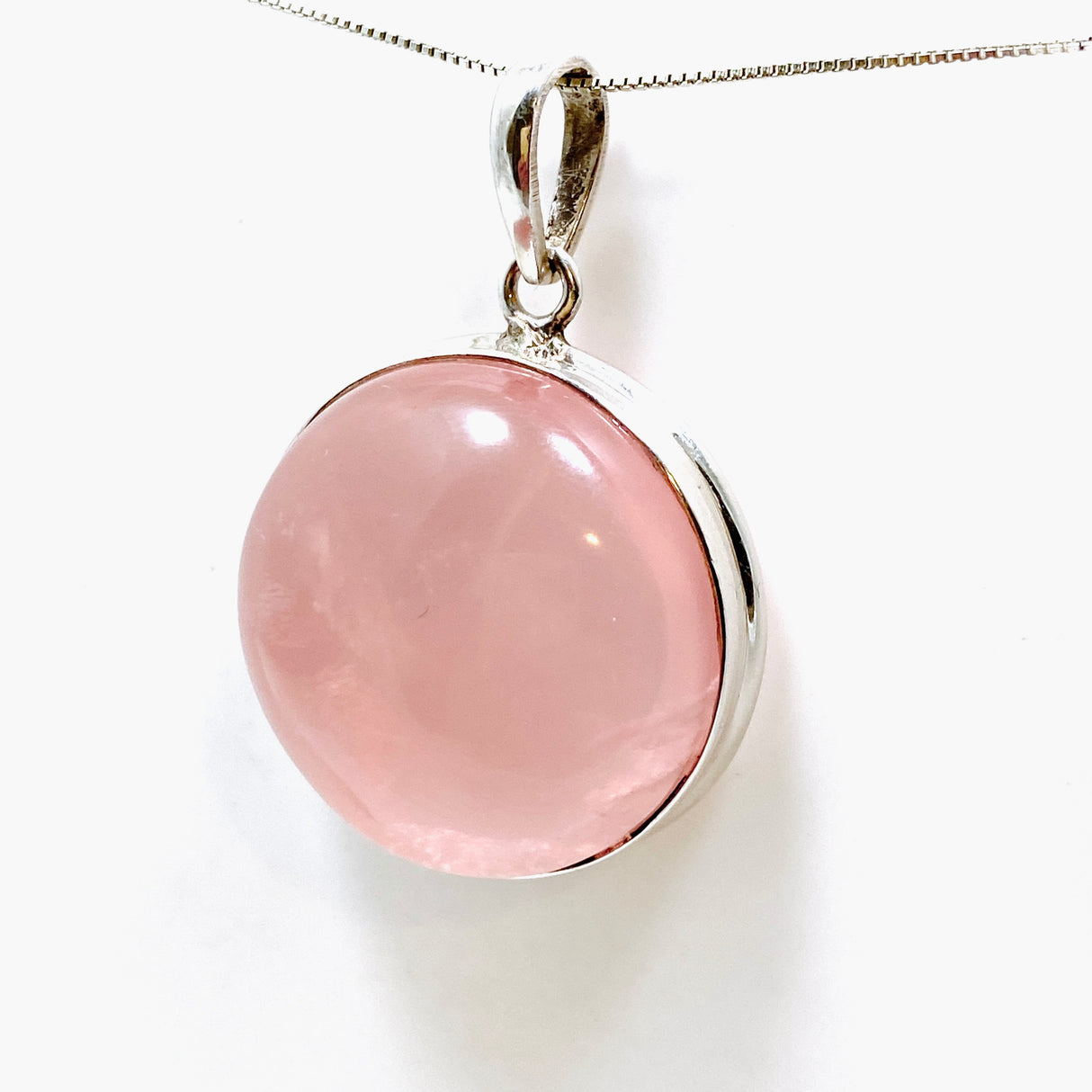 Rose Quartz Round Cabochon Pendant THP-15