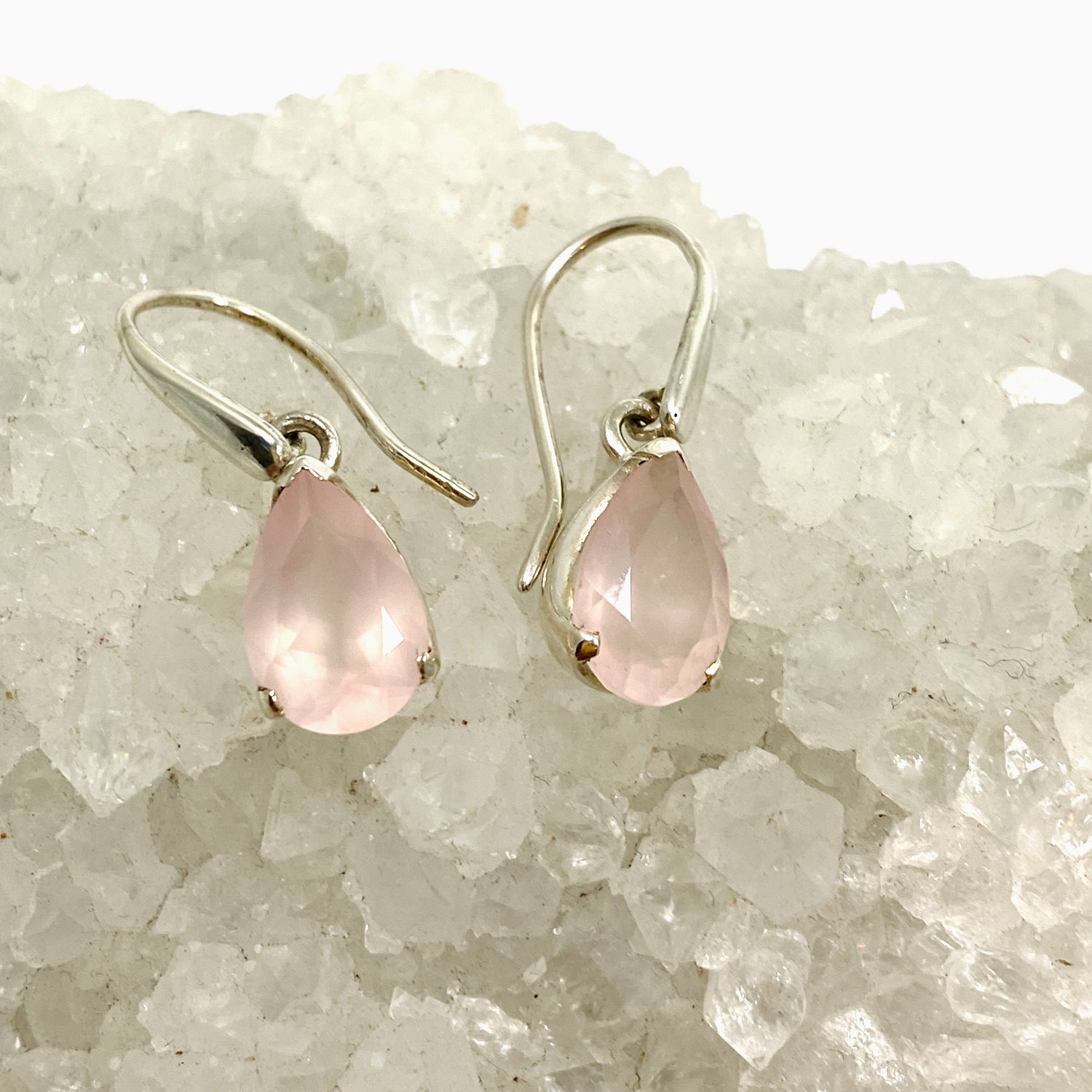 Rose Quartz Teardrop Faceted Earrings PEGJ321