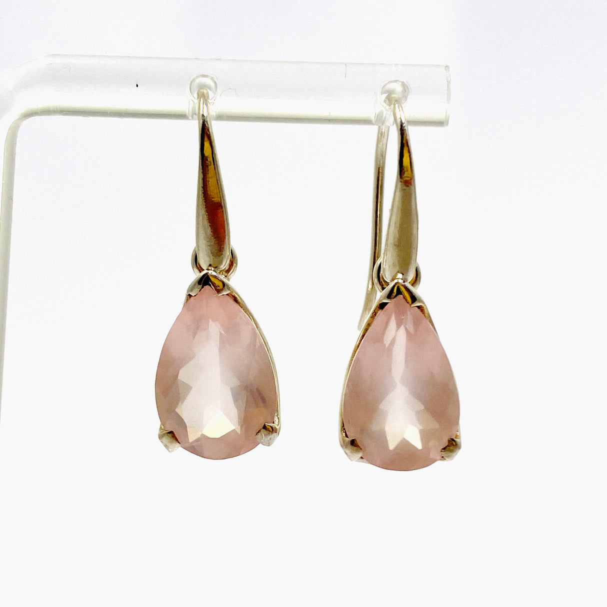 Rose Quartz Teardrop Faceted Earrings PEGJ322