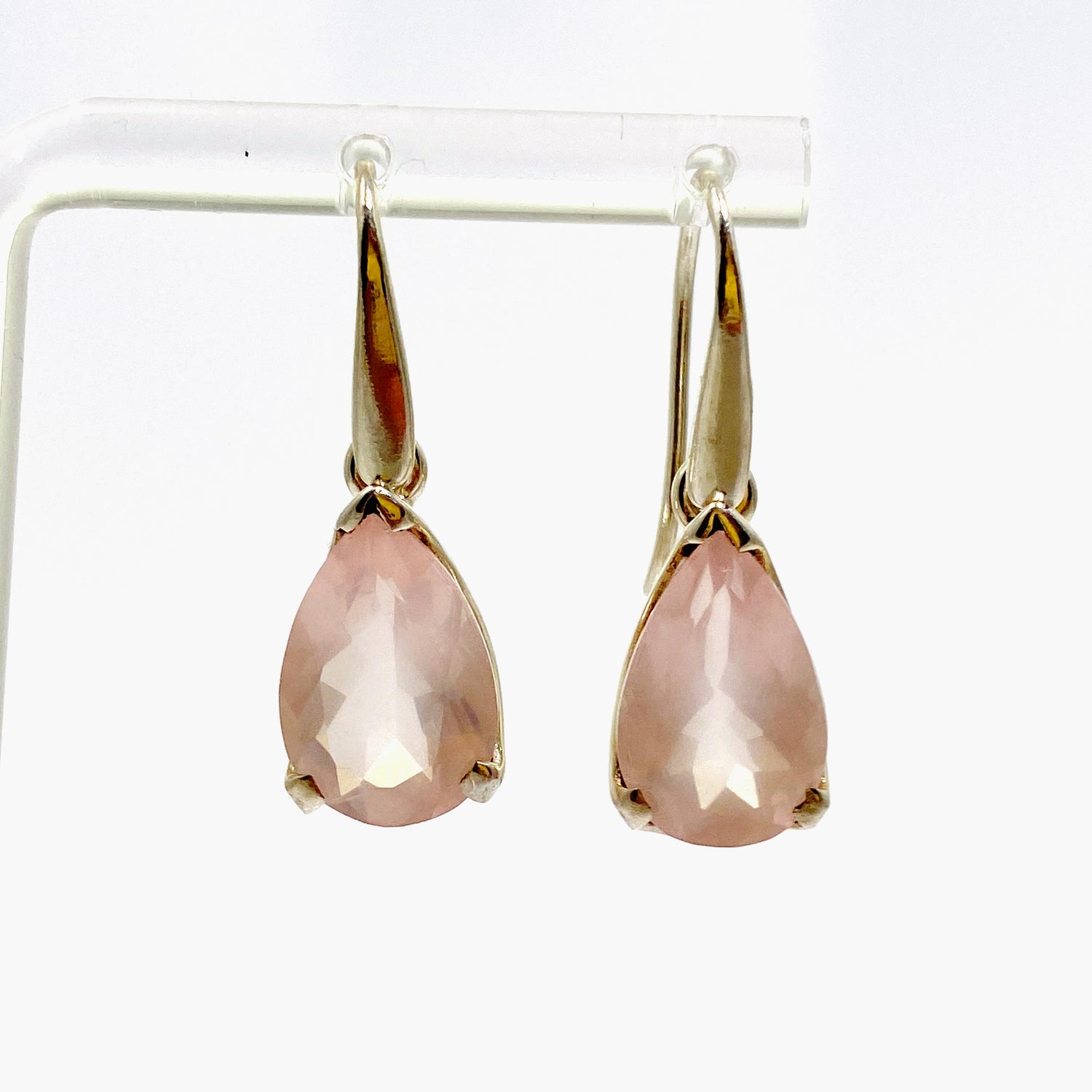 Rose Quartz Teardrop Faceted Earrings PEGJ322