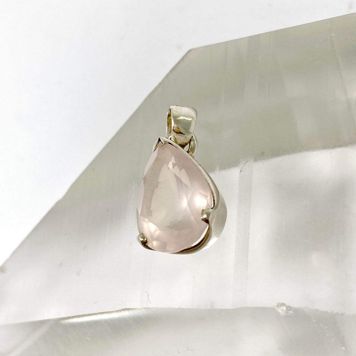 Rose Quartz Teardrop Faceted Pendant PPGJ1309