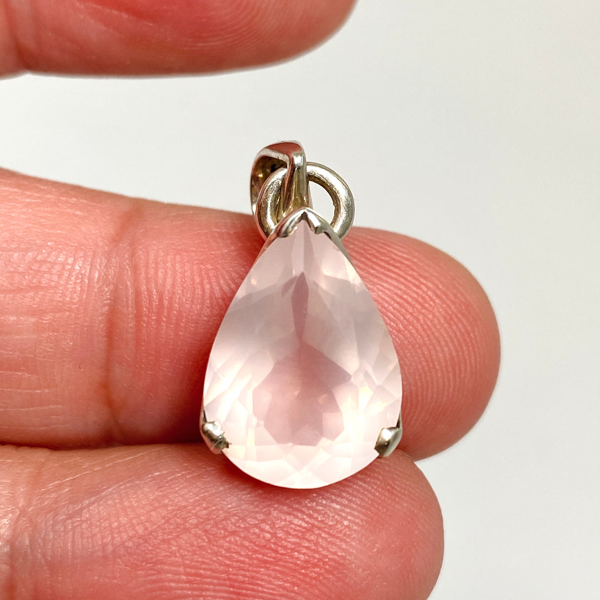Rose Quartz Teardrop Faceted Pendant PPGJ1309