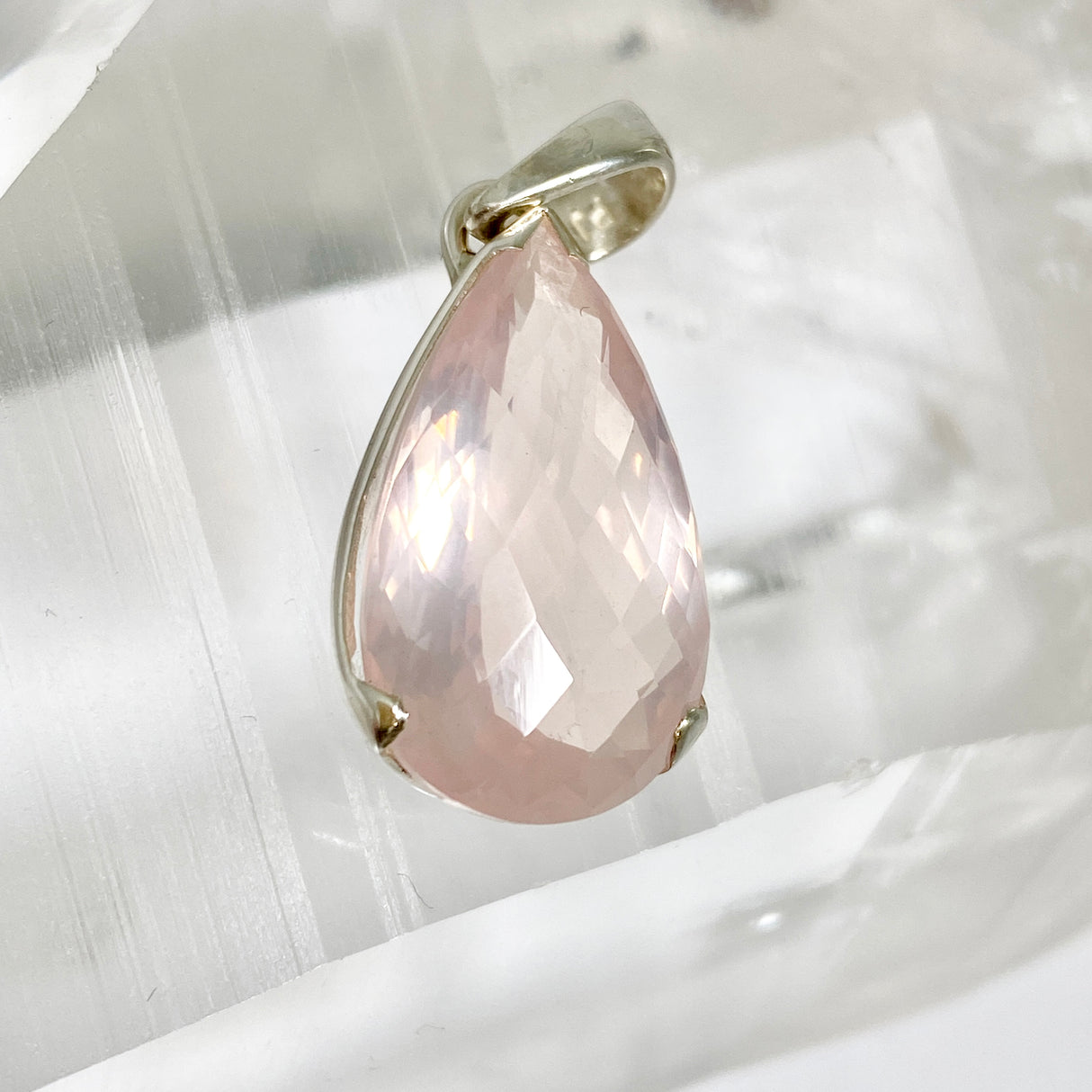 Rose Quartz Teardrop Faceted Pendant PPGJ1310