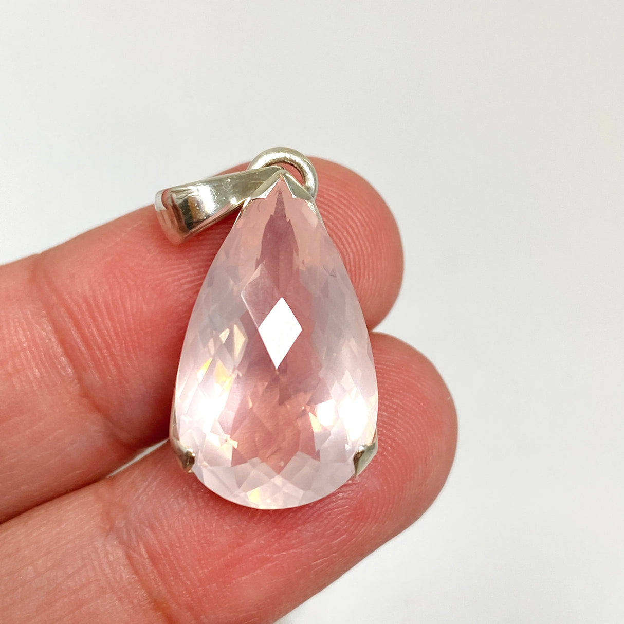Rose Quartz Teardrop Faceted Pendant PPGJ1310