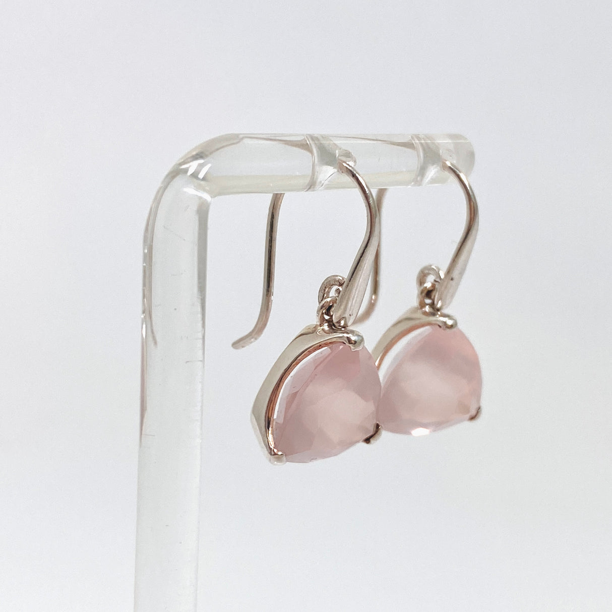 Rose Quartz Triangular Faceted Earrings PEGJ406