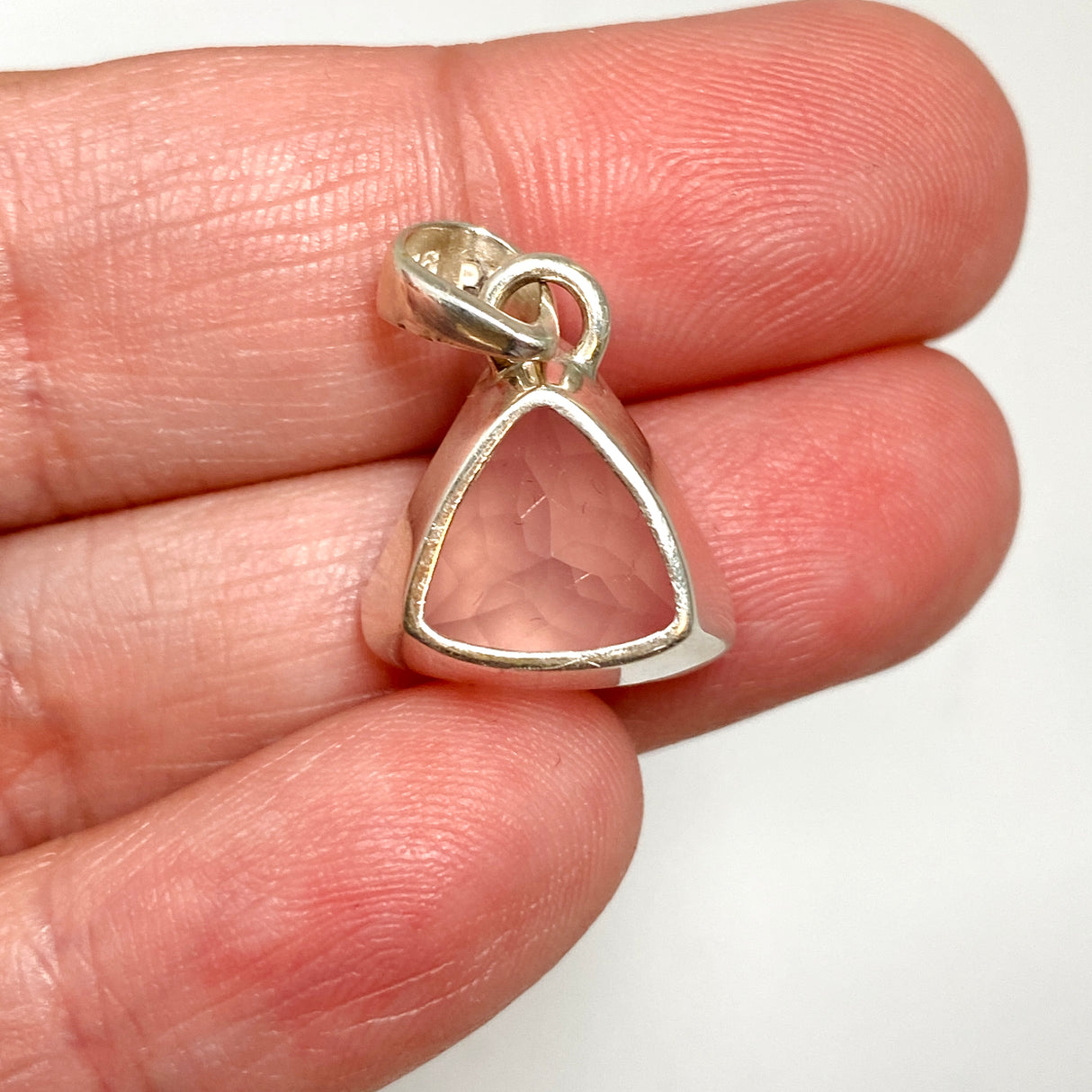 Rose Quartz Triangular Faceted Pendant PPGJ1308