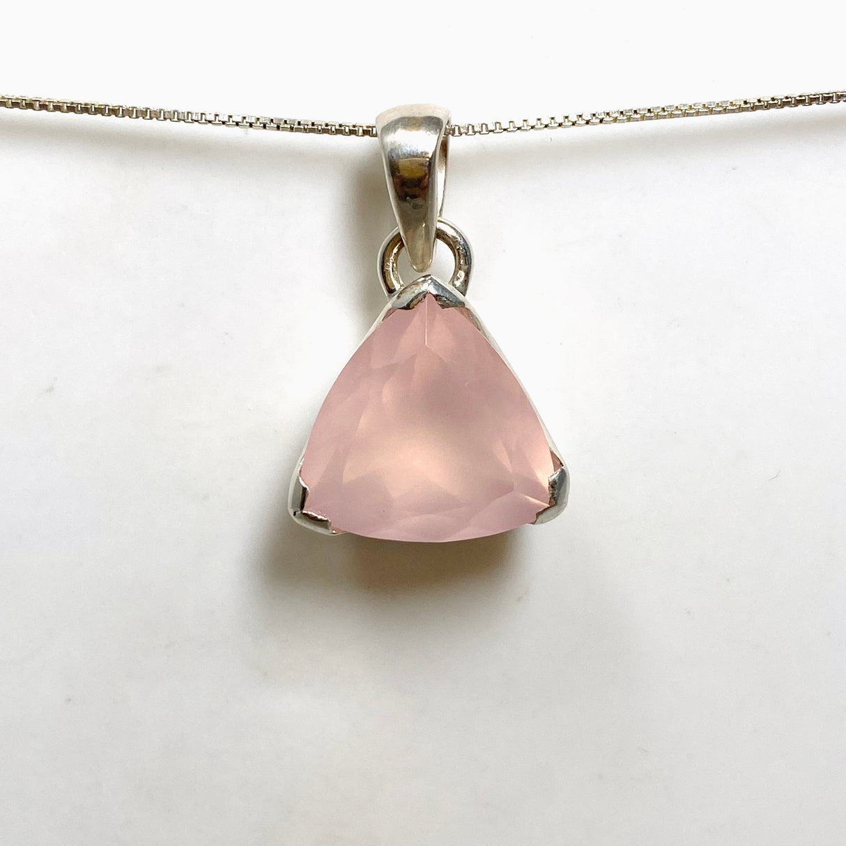 Rose Quartz Triangular Faceted Pendant PPGJ1308