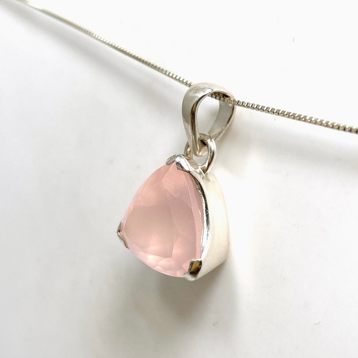 Rose Quartz Triangular Faceted Pendant PPGJ1308