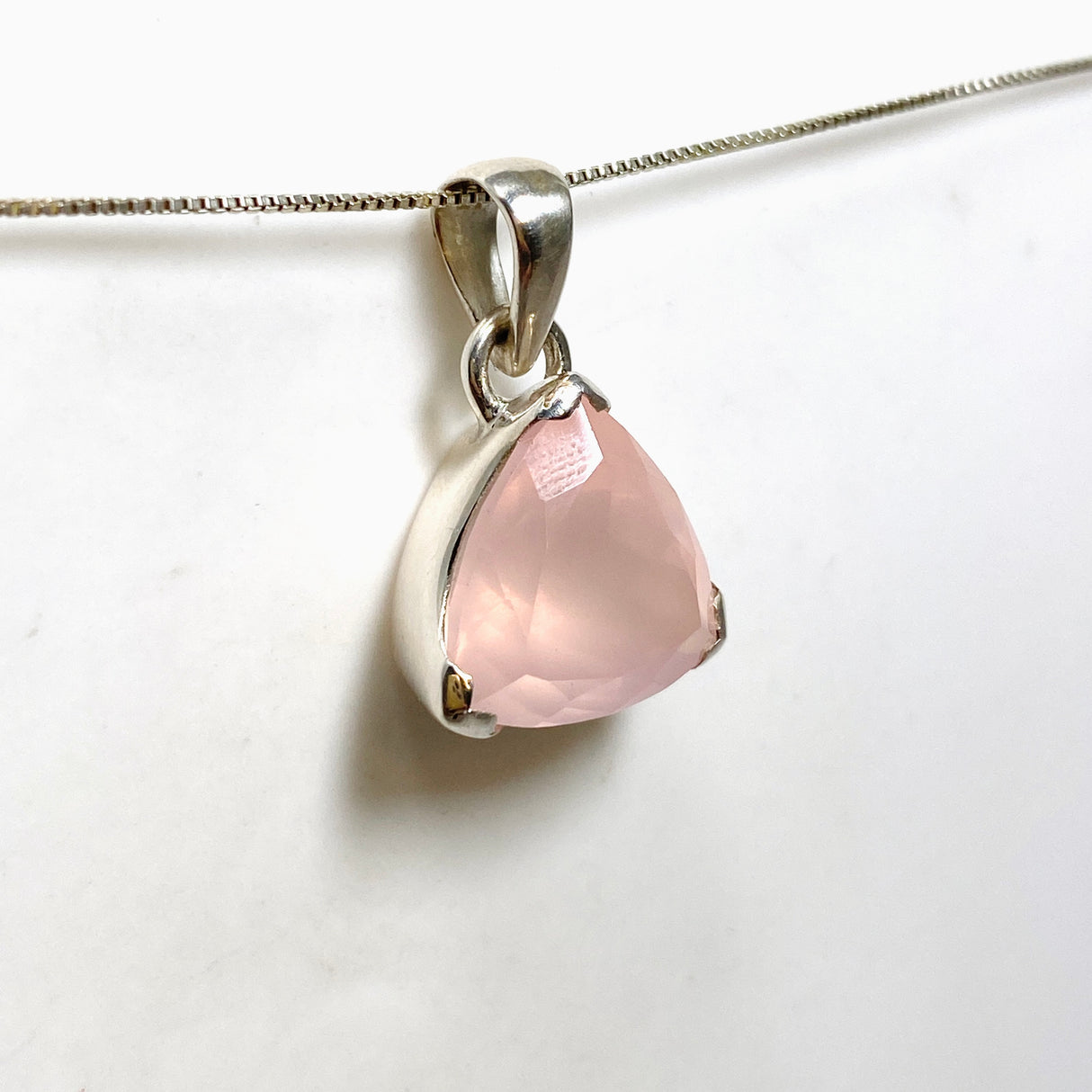 Rose Quartz Triangular Faceted Pendant PPGJ1308