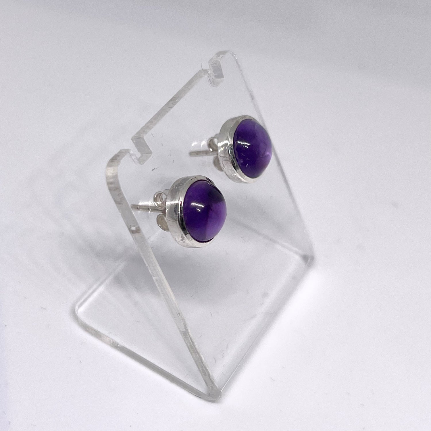 Round Cabochon Bezel Set Stud Earrings 8mm PSE019