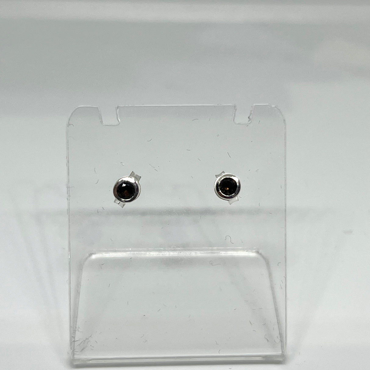 Round Faceted Gemstone Bezel Set Stud Earrings 3mm PSE004