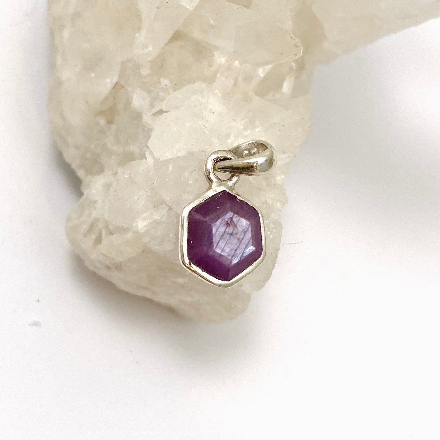 Ruby Hexagon Faceted Pendant PPGJ945