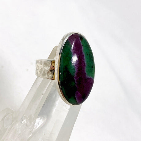 Ruby in Zoisite Oval Ring with a Hammered Band Size 8 KRGJ3251 - Nature's Magick