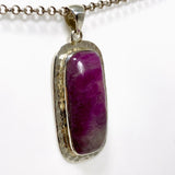 Ruby in Zoisite Rectangular Pendant in a Hammered Setting KPGJ4503 - Nature's Magick