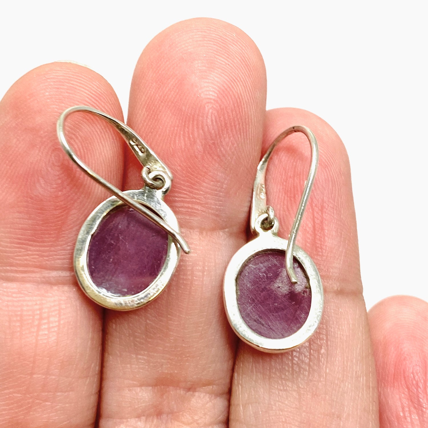 Ruby Oval Checkerboard Faceted Earrings PEGJ285