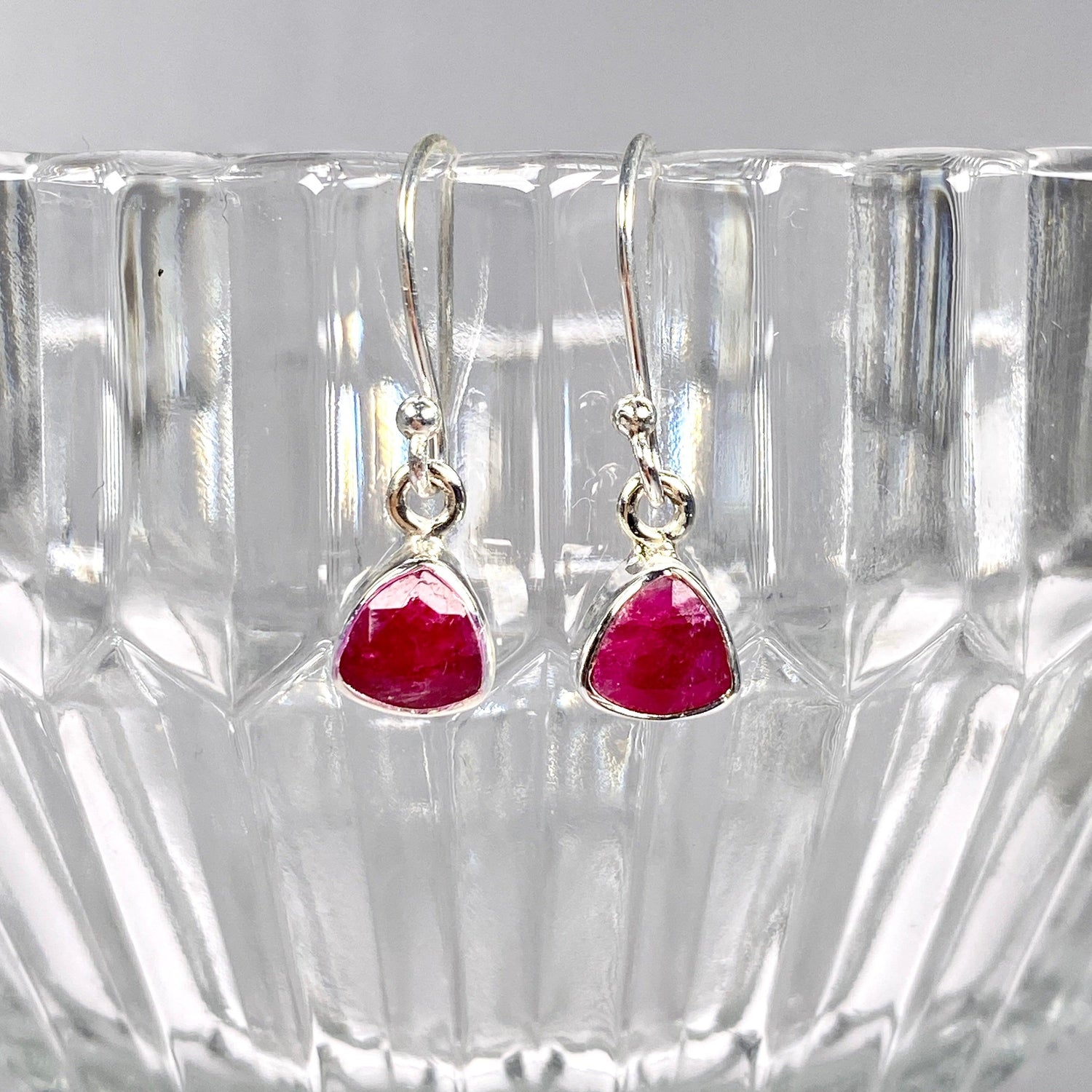 Ruby petite triangular faceted earrings R2363-RBT - Nature's Magick