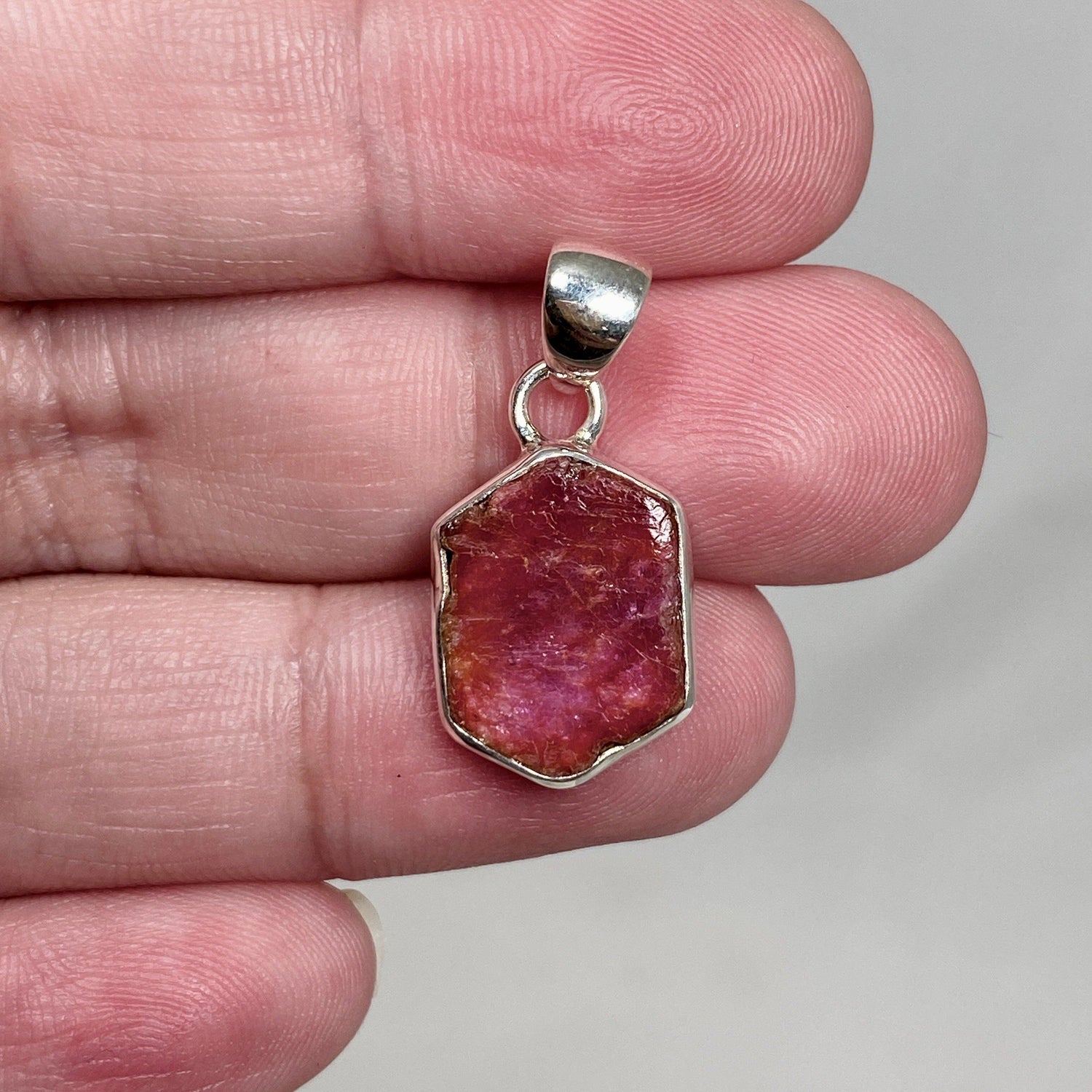 Ruby Raw Hexagonal Pendant KPGJ3341 - Nature's Magick