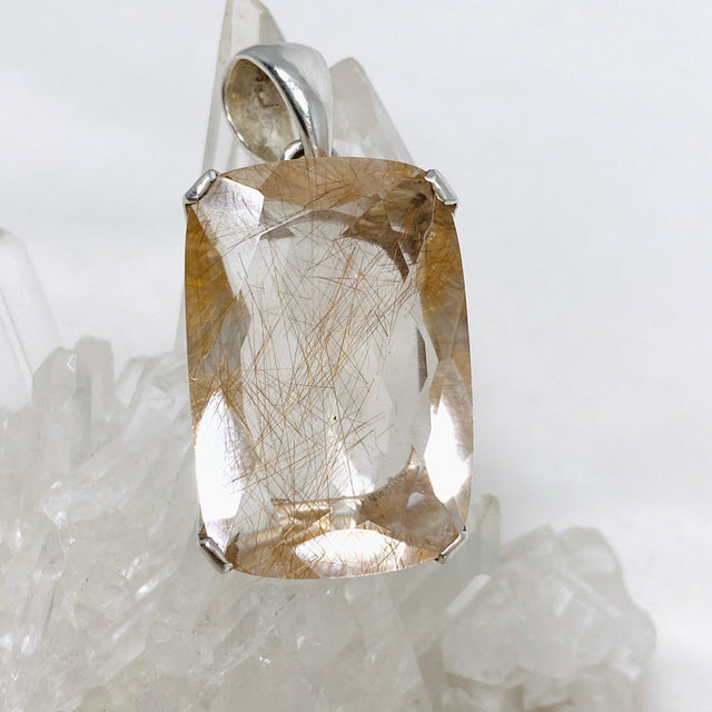 Rutilated Quartz Faceted Rectangular Pendant PPGJ705 - Nature's Magick