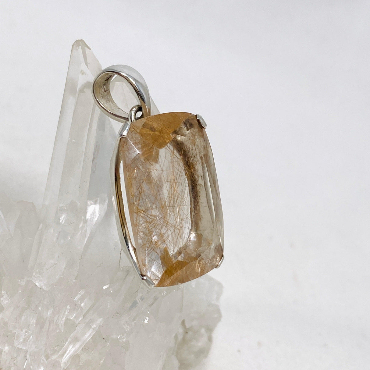 Rutilated Quartz Faceted Rectangular Pendant PPGJ705 - Nature's Magick