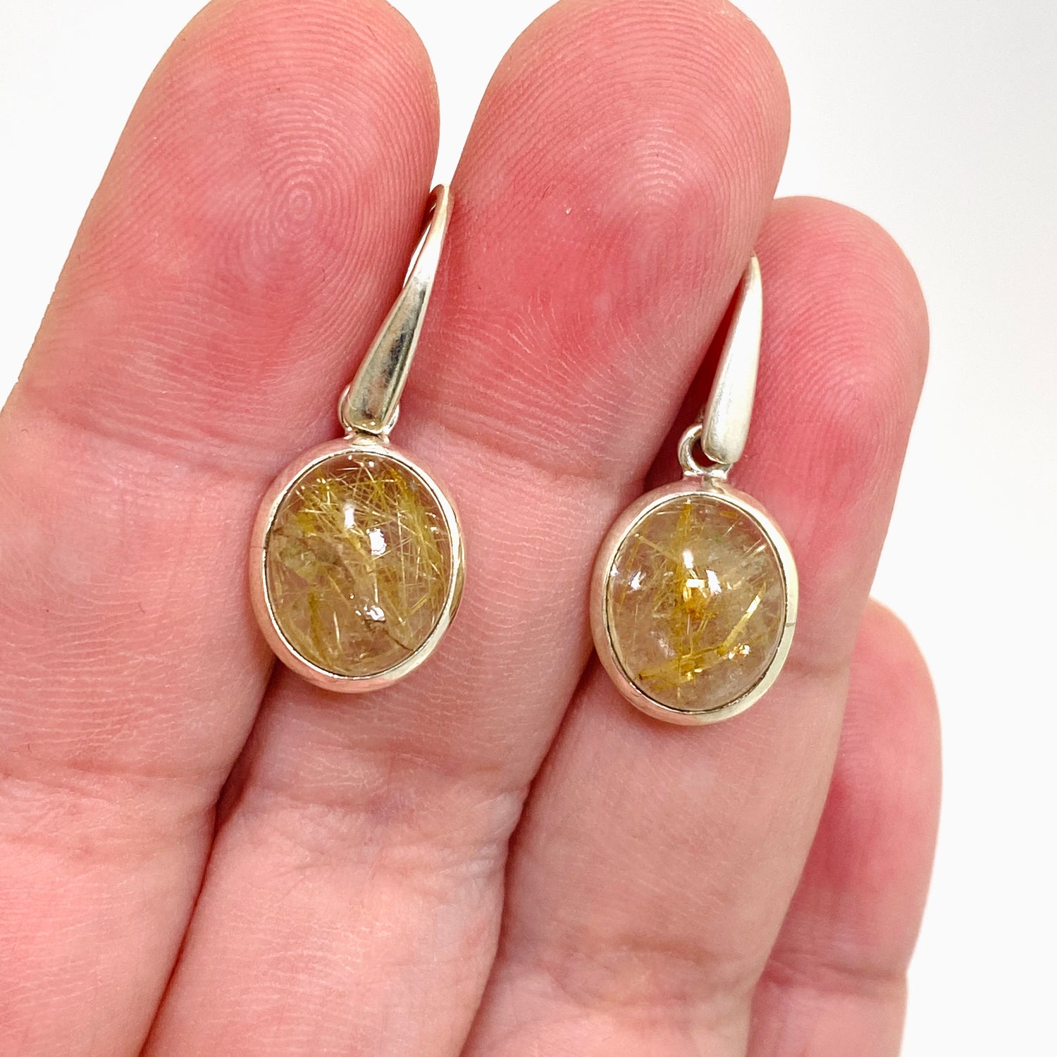 Rutilated Quartz Oval Cabochon Earrings PEGJ327