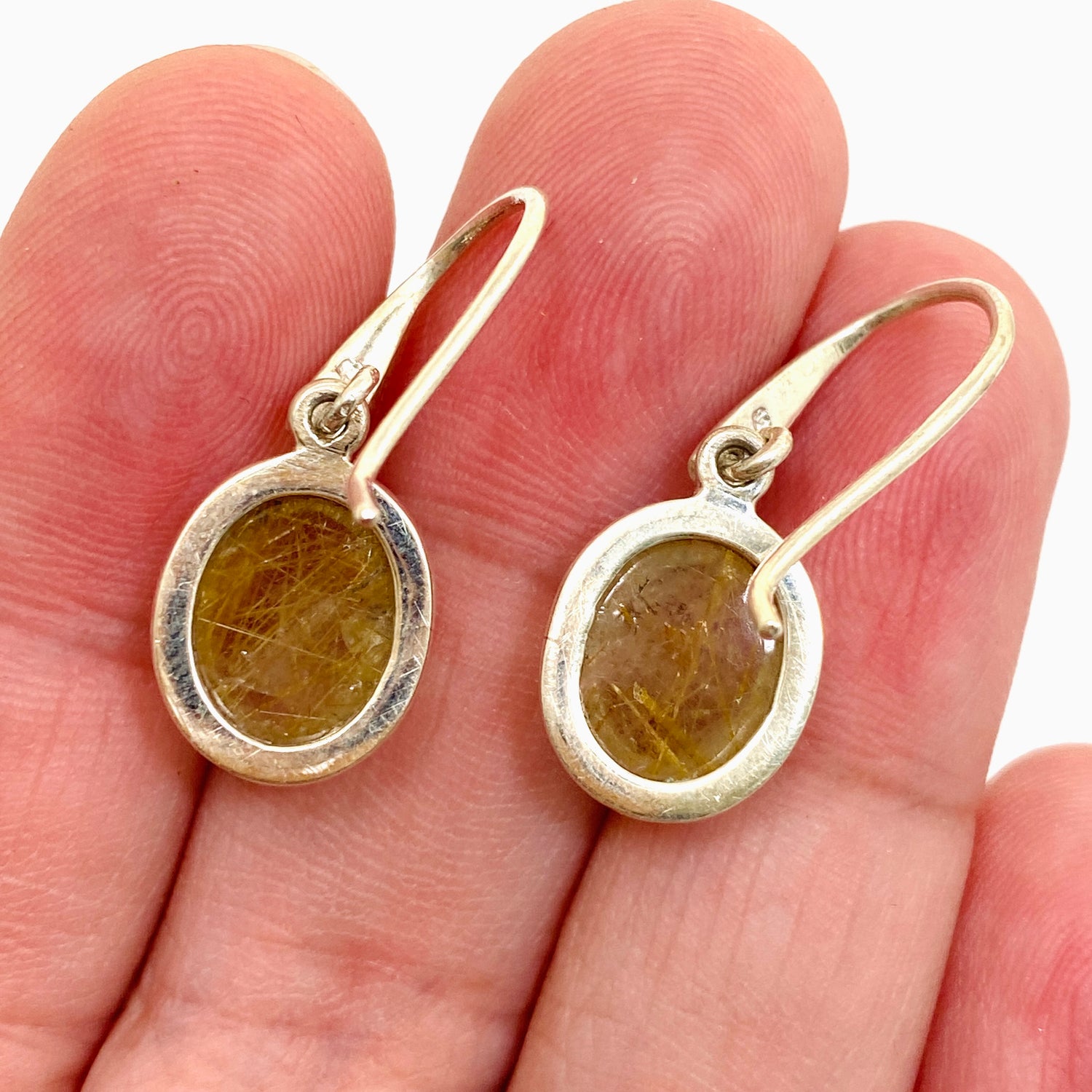 Rutilated Quartz Oval Cabochon Earrings PEGJ327