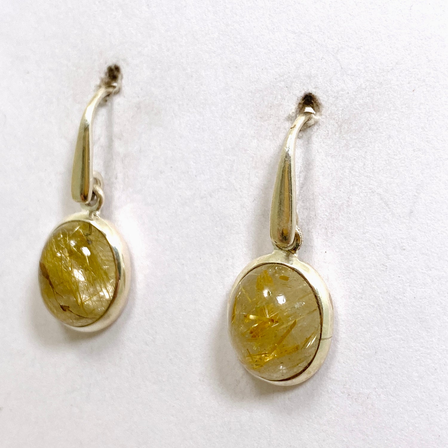Rutilated Quartz Oval Cabochon Earrings PEGJ327