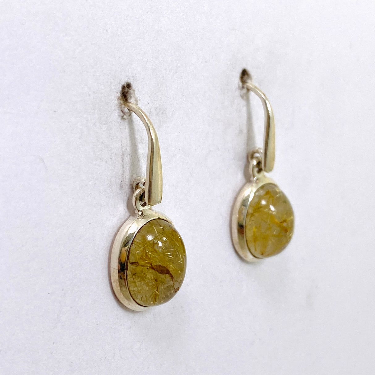 Rutilated Quartz Oval Cabochon Earrings PEGJ327