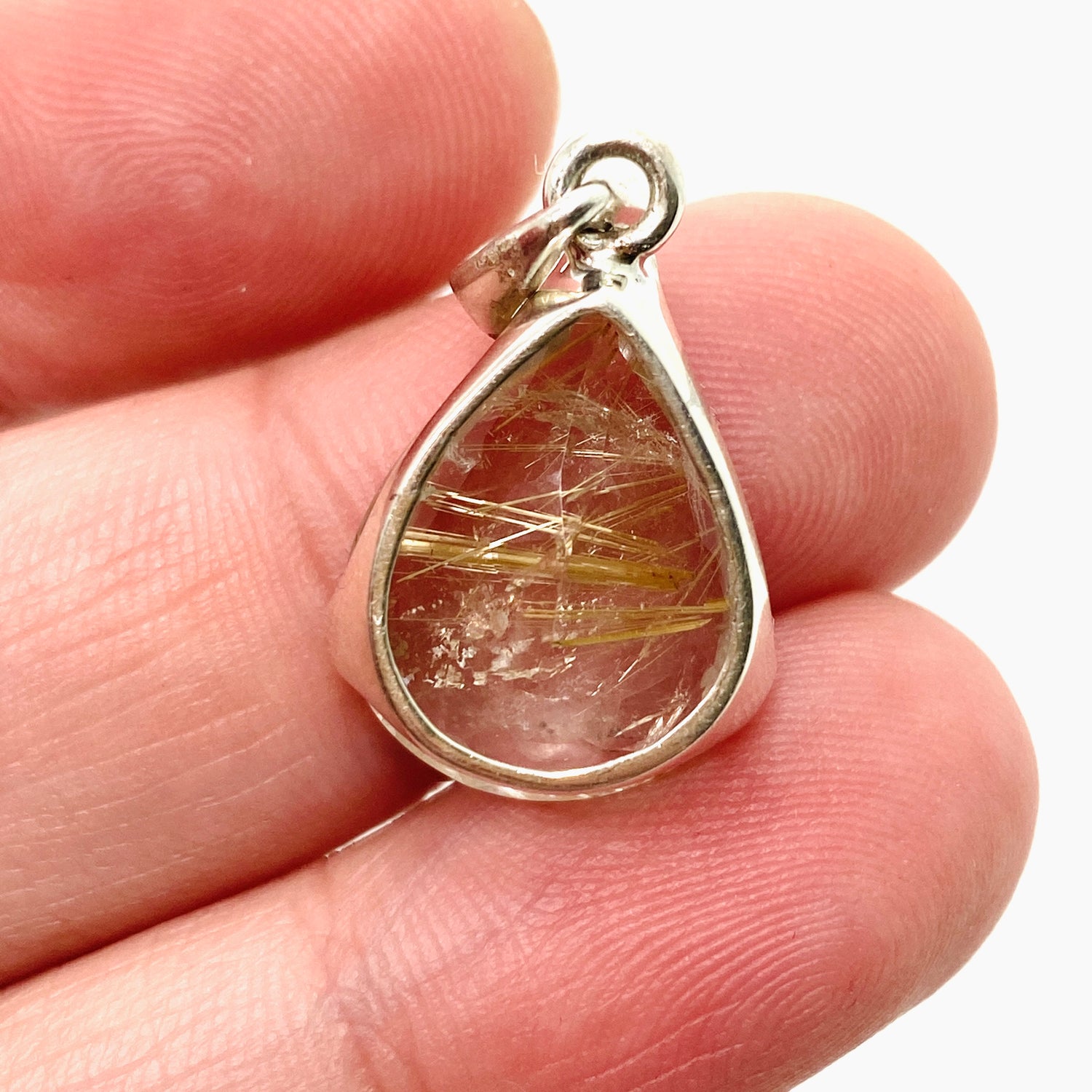 Rutilated Quartz Teardrop Faceted Pendant PPGJ842