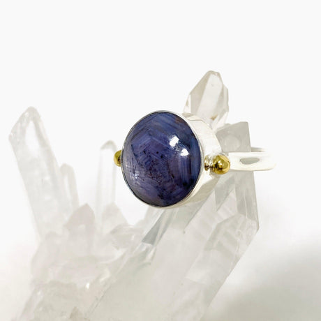 Sapphire Round Ring with Brass Accents Size 9 KRGJ3179 - Nature's Magick