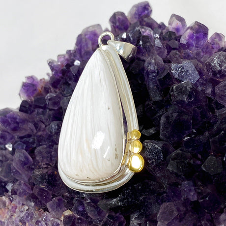 Scolecite Teardrop Pendant in a Decorative Setting KPGJ4509 - Nature's Magick
