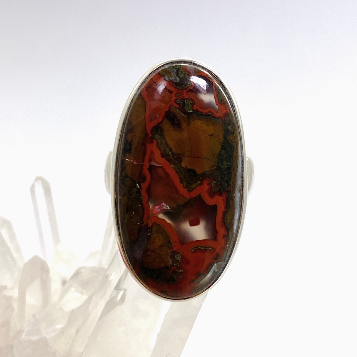 Seam Agate Oval Cabochon Ring Size 10.5 PRGJ908
