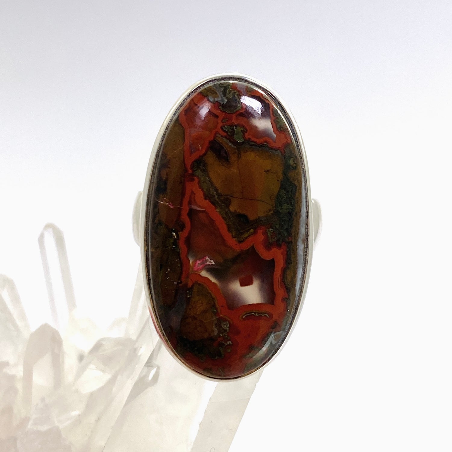 Seam Agate Oval Cabochon Ring Size 10.5 PRGJ908