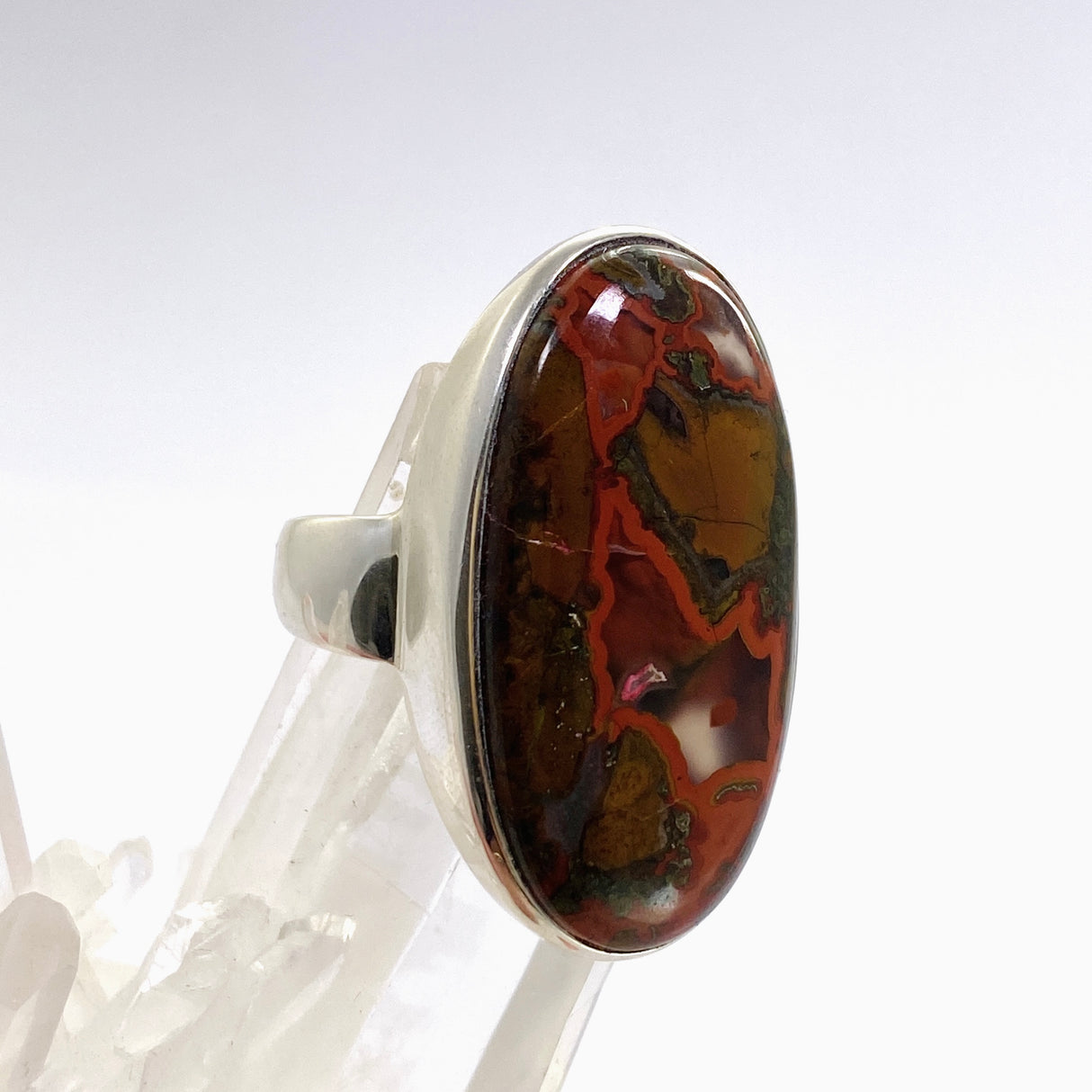 Seam Agate Oval Cabochon Ring Size 10.5 PRGJ908