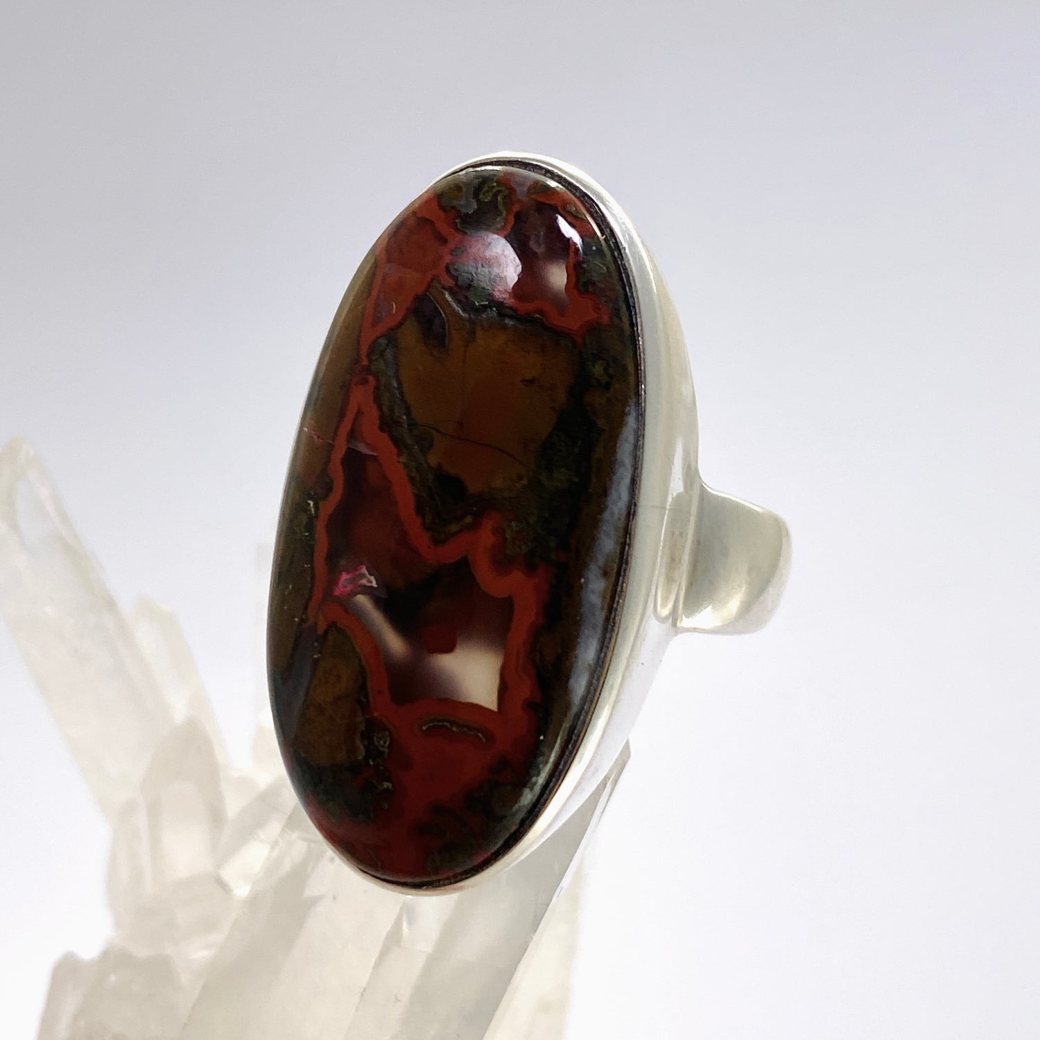 Seam Agate Oval Cabochon Ring Size 10.5 PRGJ908