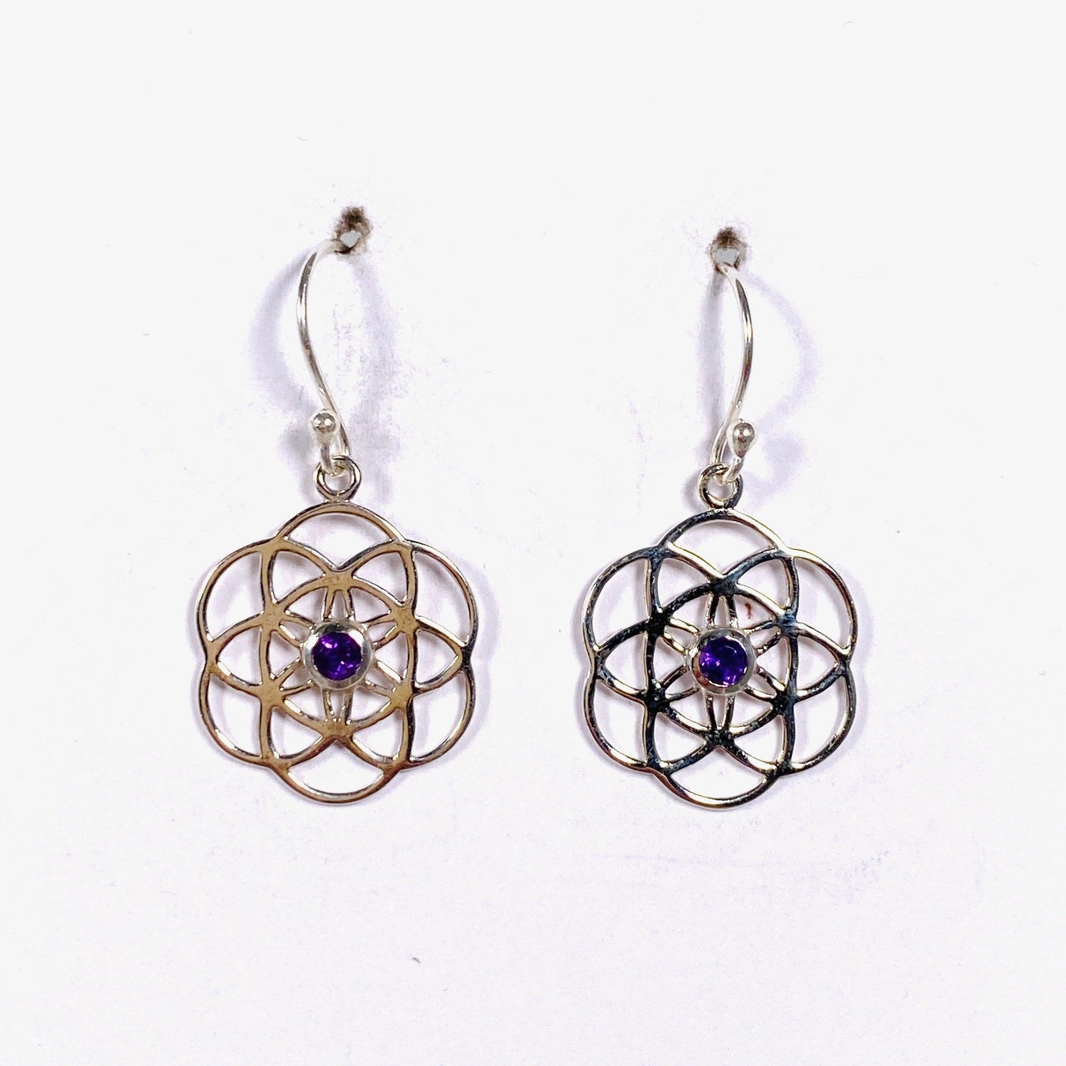 Seed of Life earring with Amethyst SSE24 - Nature's Magick