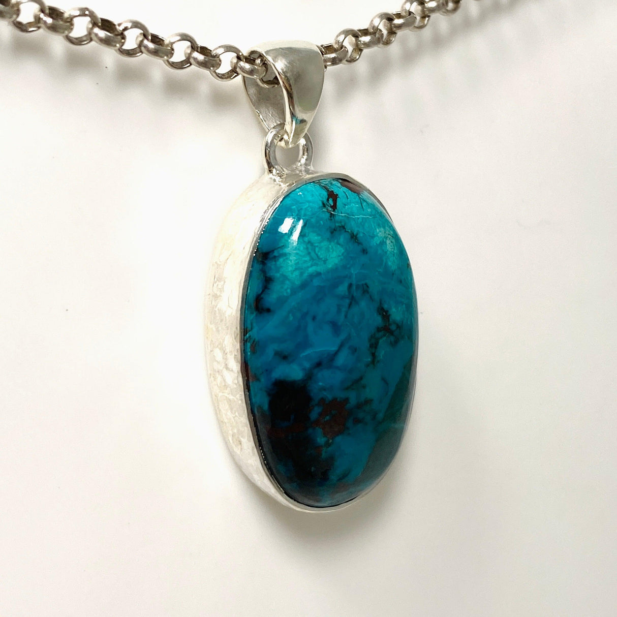 Shattuckite Oval Pendant in a Hammered Setting KPGJ4414 - Nature's Magick