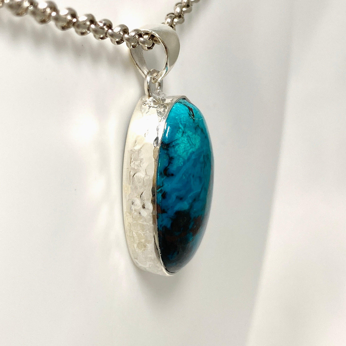Shattuckite Oval Pendant in a Hammered Setting KPGJ4414 - Nature's Magick