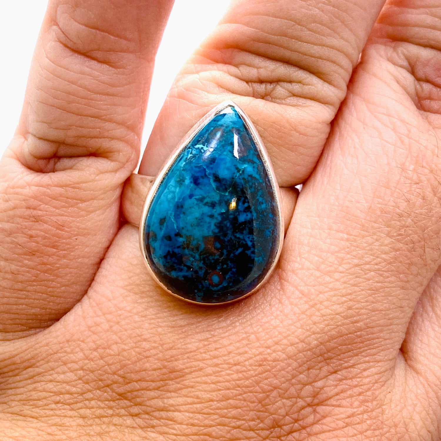 Shattuckite Teardrop Cabochon Ring Size 12 PRGJ855