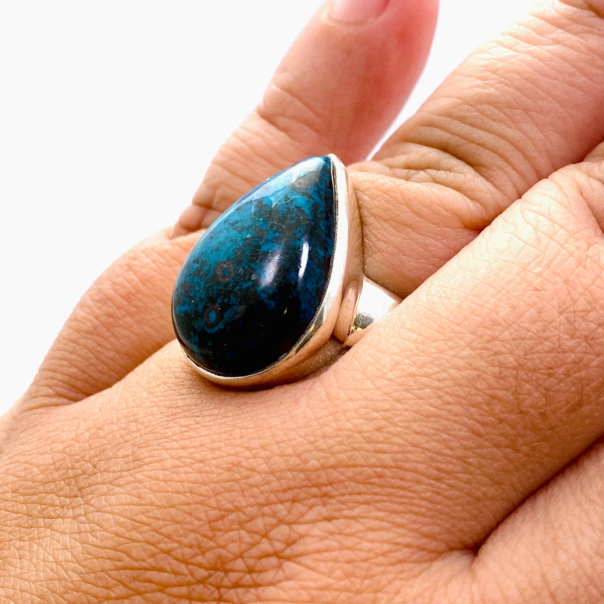 Shattuckite Teardrop Cabochon Ring Size 12 PRGJ855