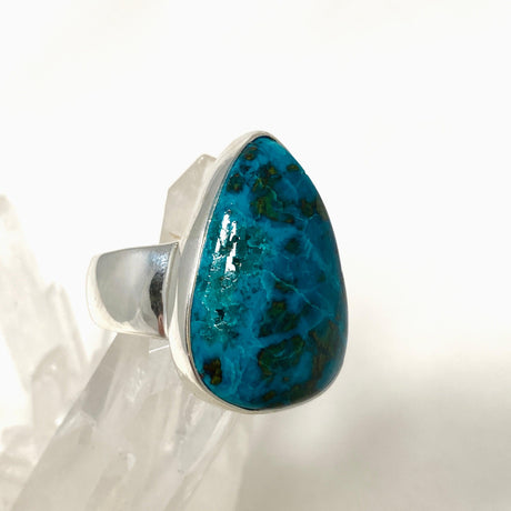 Shattuckite with Dioptase and Chrysocolla Teardrop Ring Size 10 KRGJ3224 - Nature's Magick