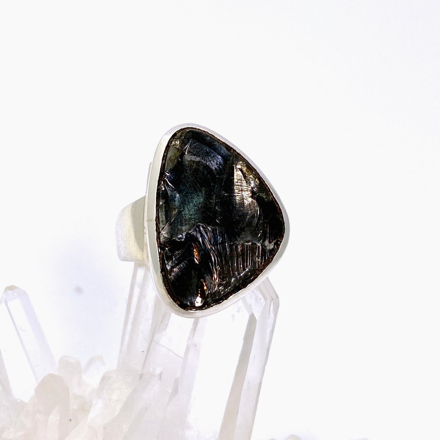 Shungite Freeform Raw Ring Size 8.5 PRGJ788