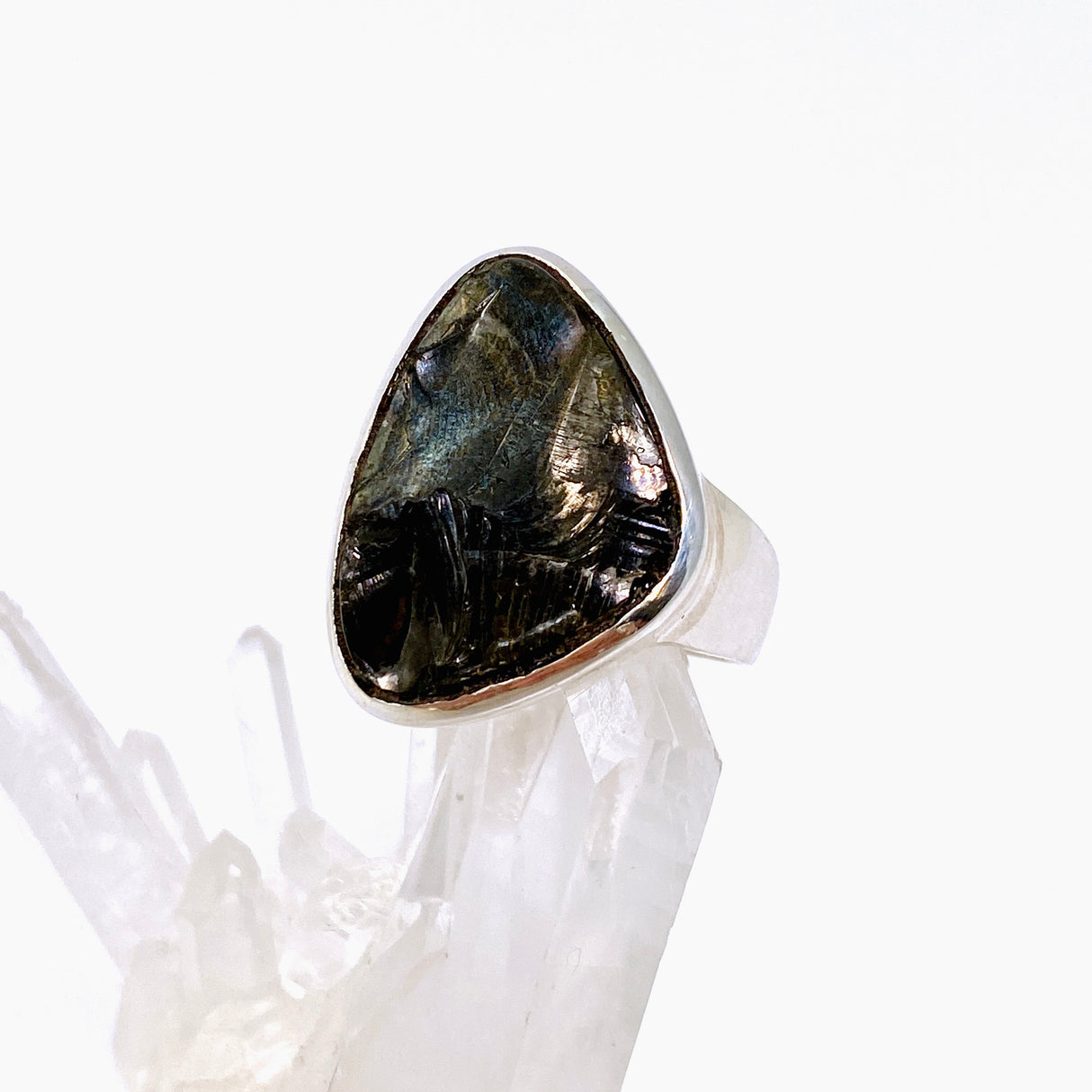 Shungite Freeform Raw Ring Size 8.5 PRGJ788