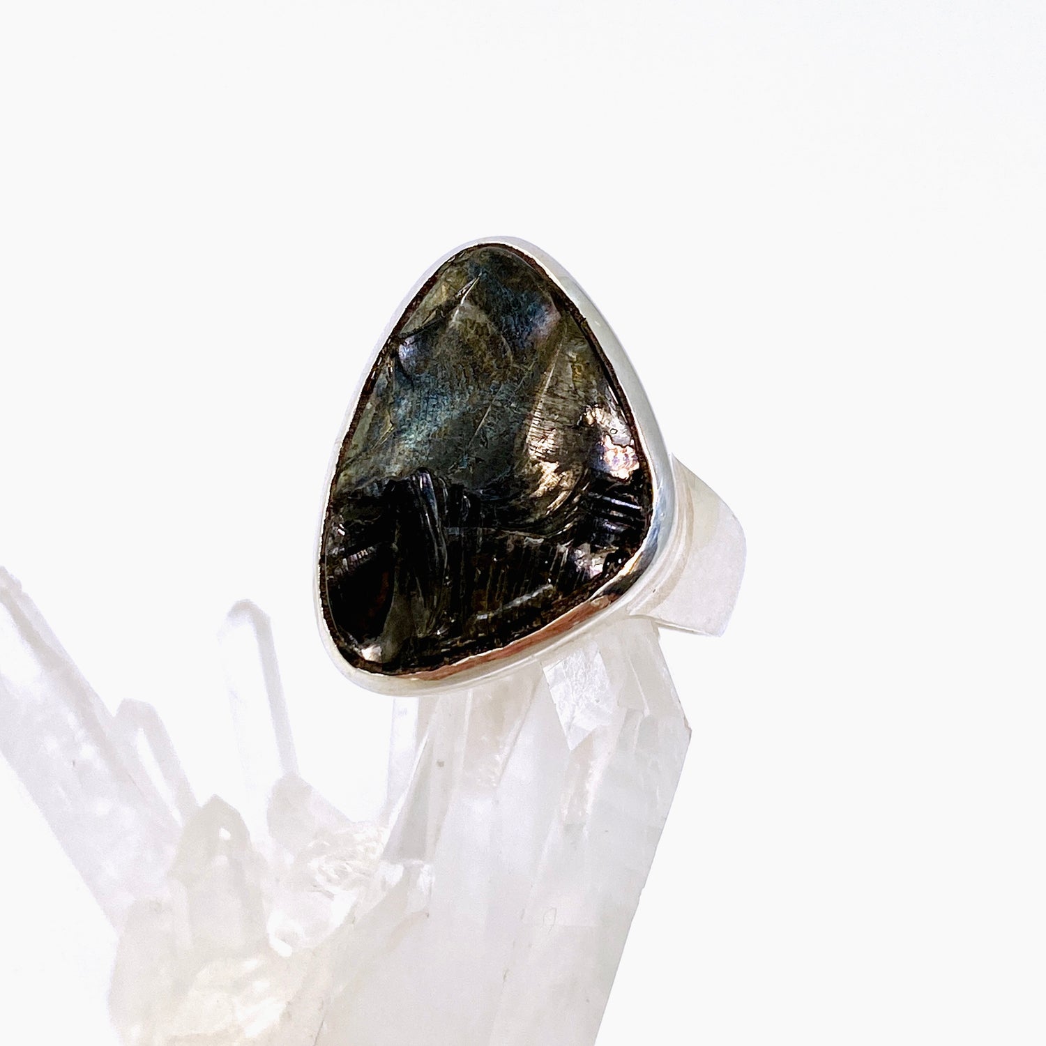 Shungite Freeform Raw Ring Size 8.5 PRGJ788