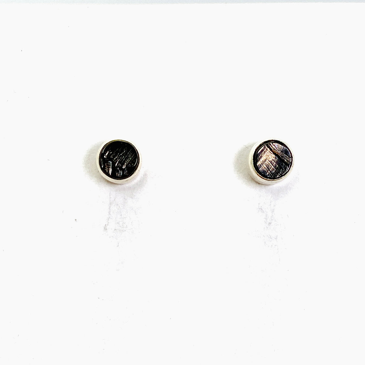 Shungite Round Raw Stud Earrings 7mm PSE034